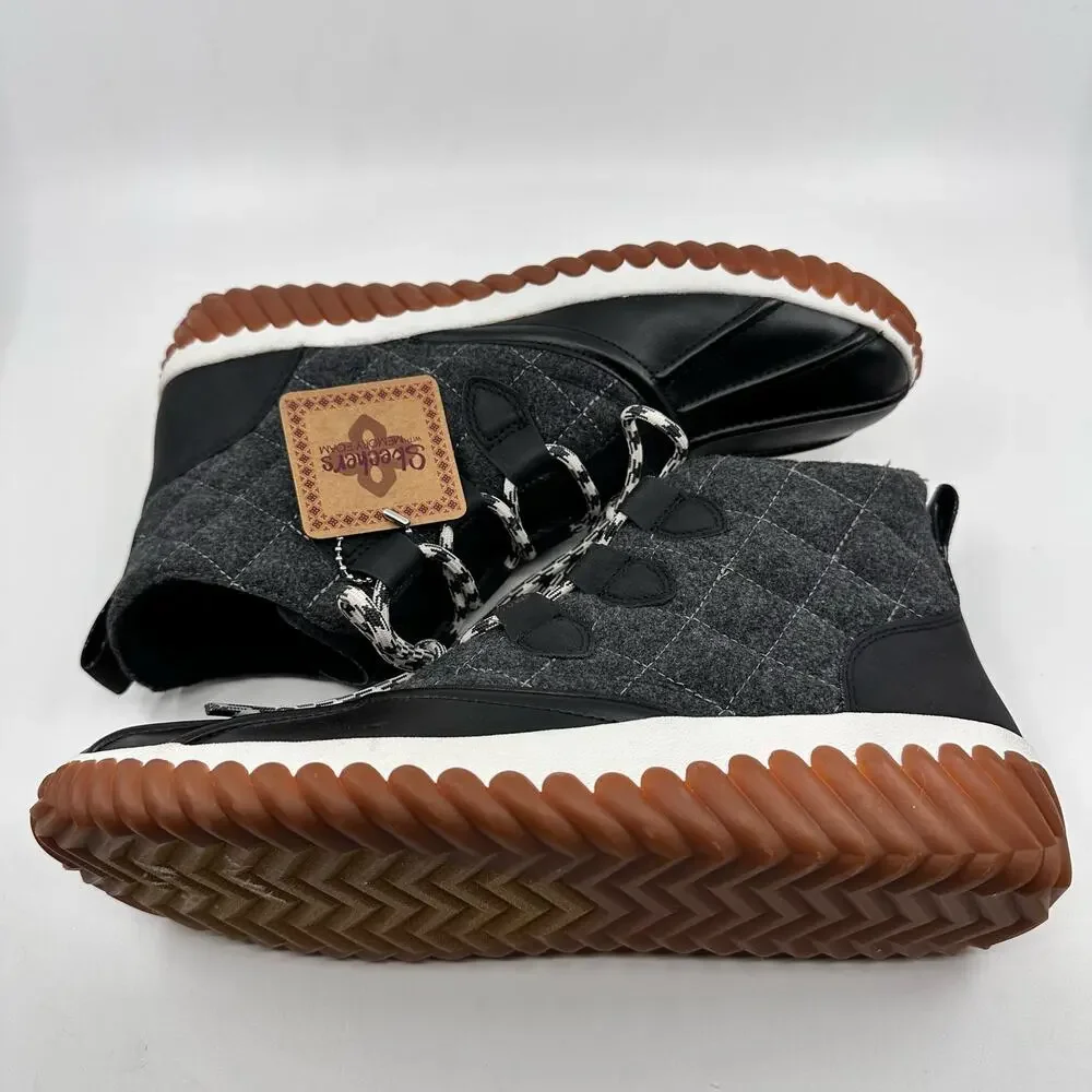 Skechers Womens SZ 9 Jagged Pond Moodspace Boot Sneakers Lace Up Rain/Snow Black